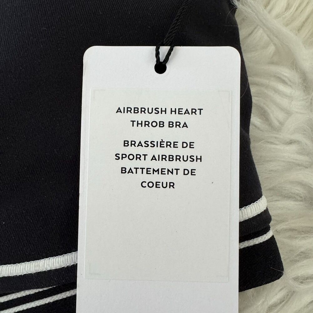 Alo Yoga Airbrush Heart Throb Bra Women’s Medium Black White Padded Sports NWT - Picture 4 of 11